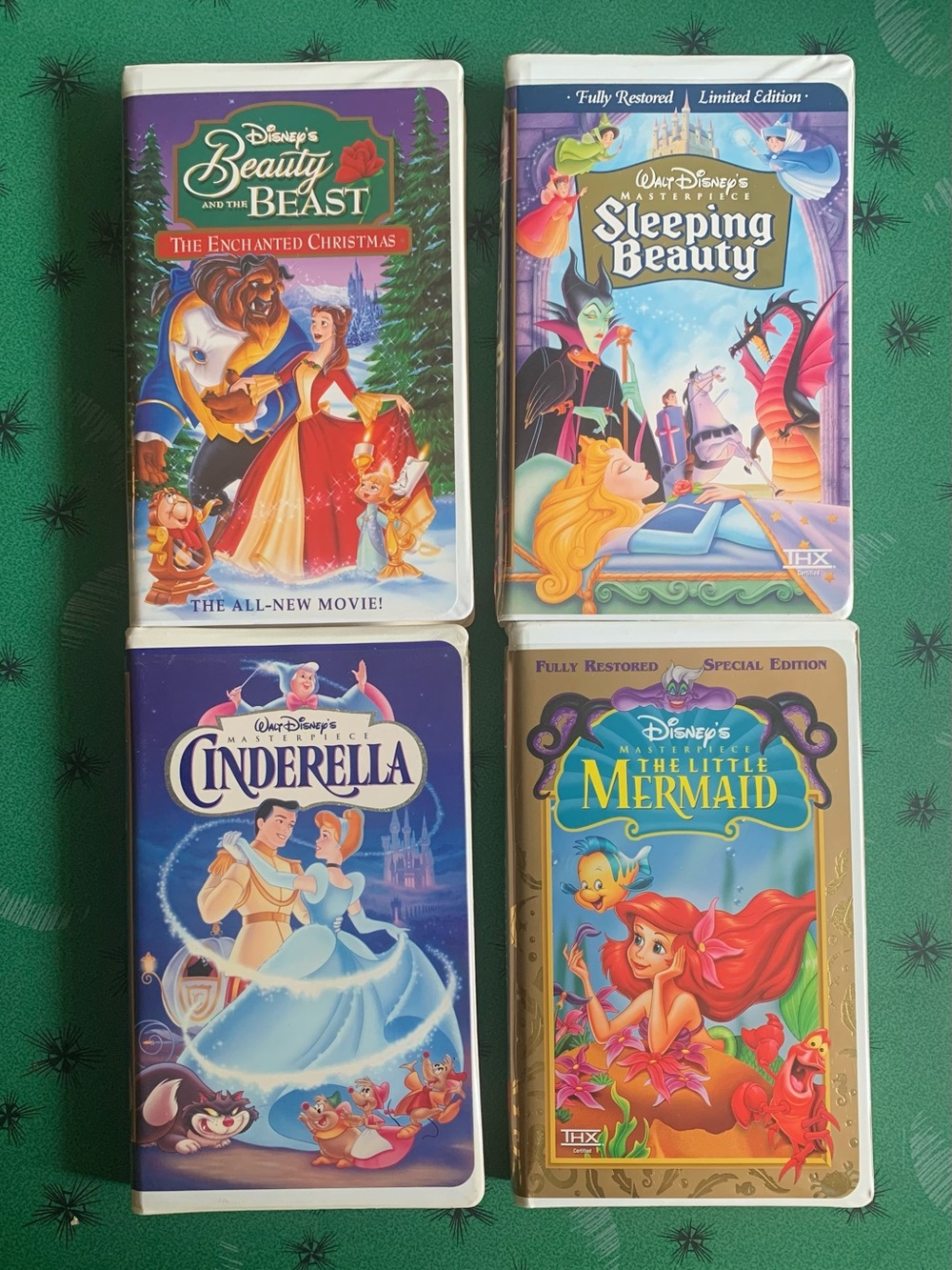 Lot of 4 Disney Princess VHS Tape Classics Clamshell Cinderella Little Mermaid